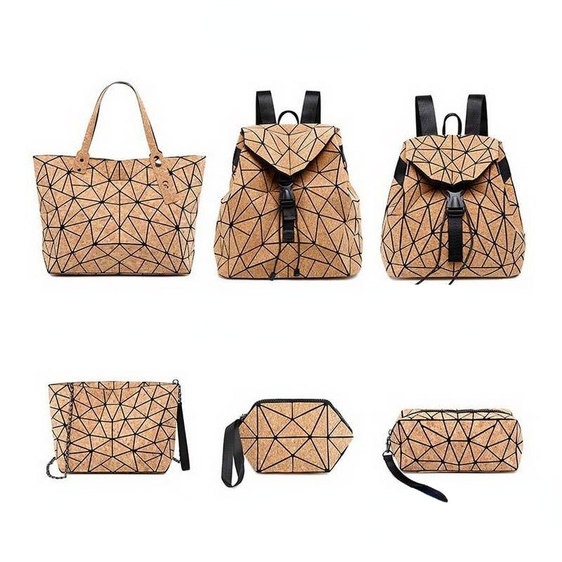 Street Fashion Style Geometric Diamond Cork School Bags For Teenage Girls