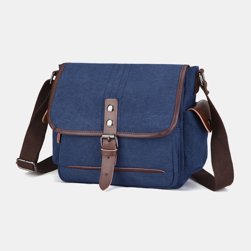 Men's Vintage Canvas Laptop Messenger Bag - Large, Water-Resistant, Crossbody Shoulder Bag