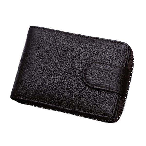 Men Women RFID Genuine Leather Wallet Multifunction Purse with 10 Card Slots
