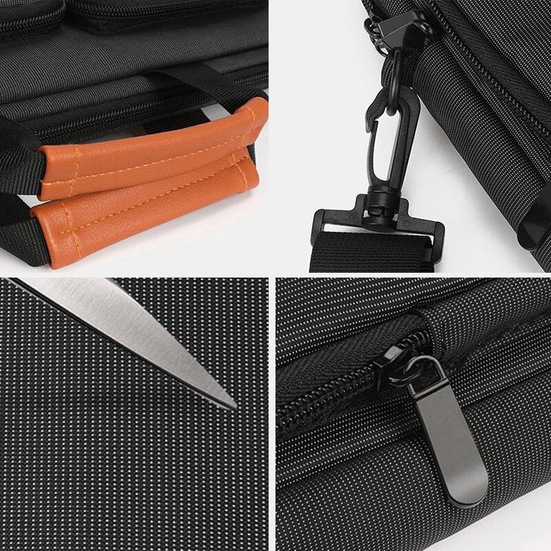 Men's Polyester Fashion Tote with Double Front Pockets - Teacher Crossbody Handbag