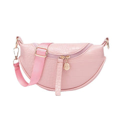 Casual Waterproof Women's Zippered Leather Waist Packs With Adjustable Belt