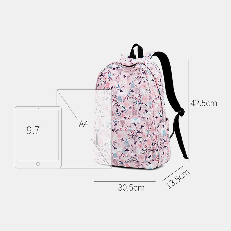 Women Print Waterproof Casual Backpack School Bag