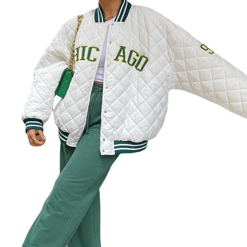 Fashion Letters Spring Loose Slim Looking Embroidered Coat Baseball Uniform