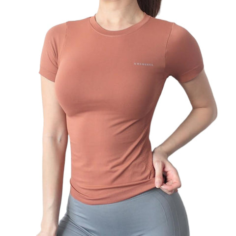 Slim Fit Sexy Ladies' Seamless Breathable Sport Short Sleeve T-Shirts