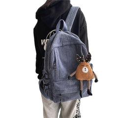 Fashion Luxury Harajuku Sytle Women's Corduroy Backpack Pure Color