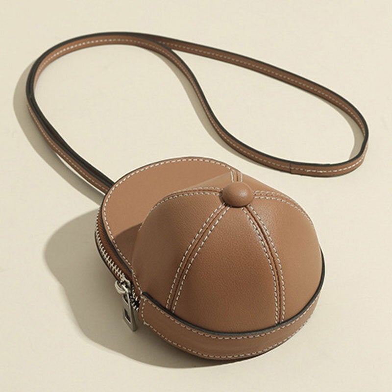 Women Faux Leather Baseball Hat Shape Causl Creative Shoulder Bag Crossbody Bag