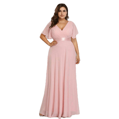 Long Ever Pretty V-Neck Chiffon A-Line Robe Party Gowns