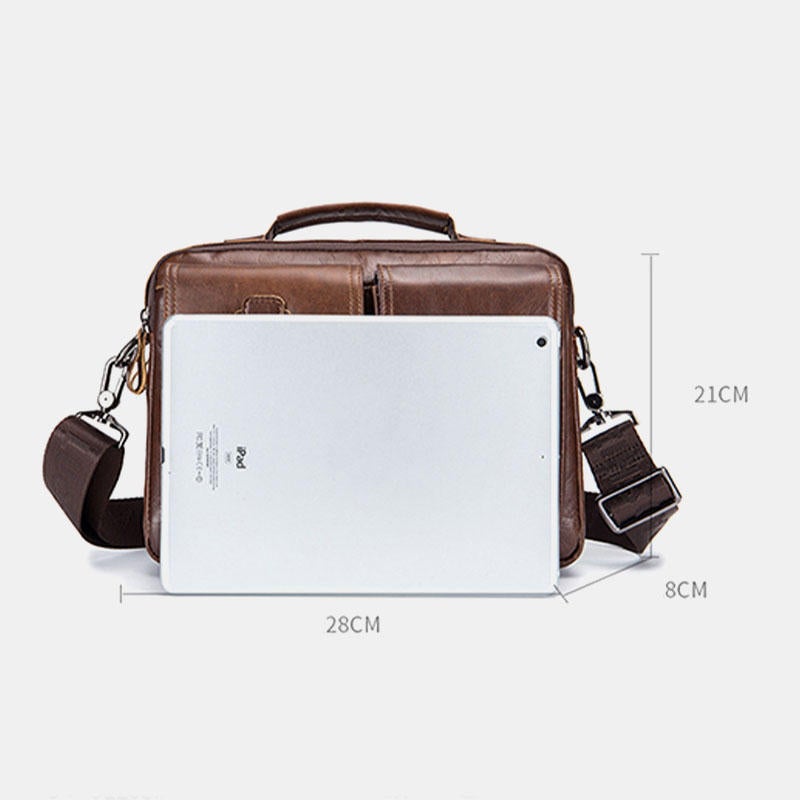 Men's Vintage Leather Business Crossbody Handbag for Work