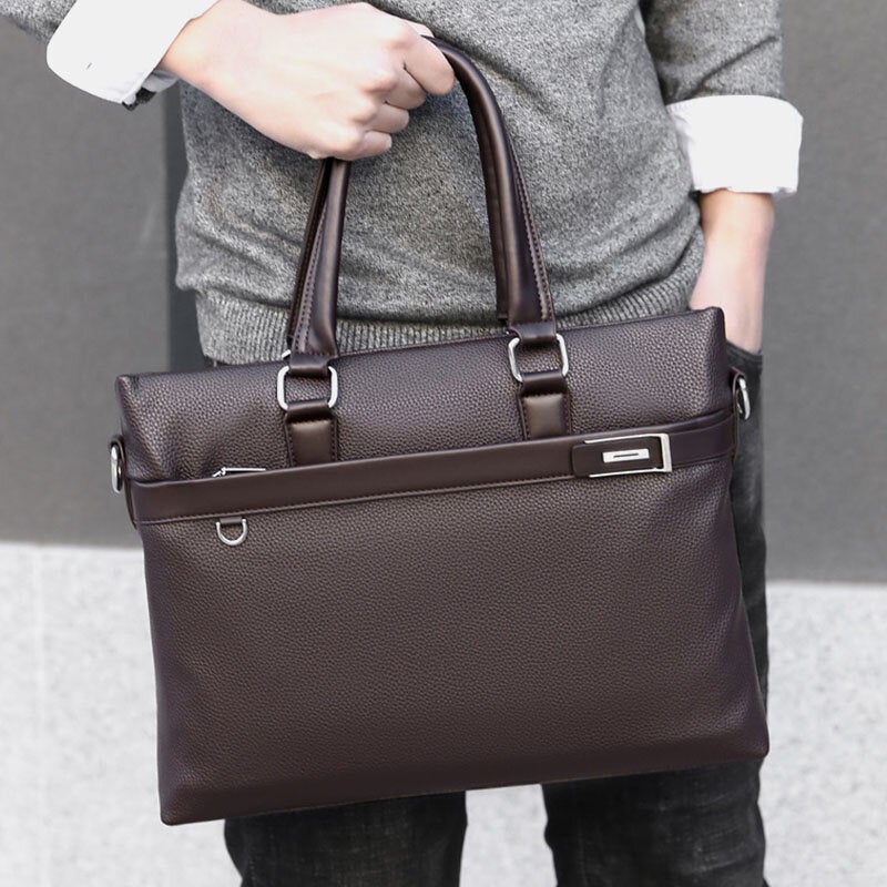 Men's Faux Leather 15.6" Laptop Briefcase Handbag Crossbody