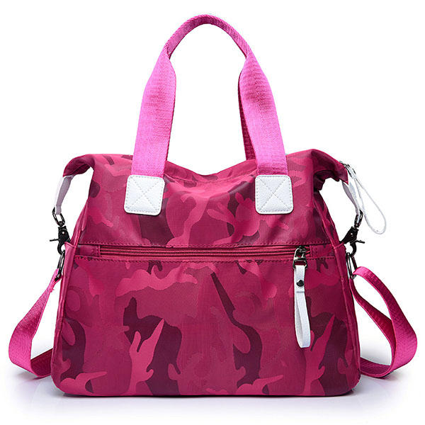 Women Nylon Camouflage Tote Handbags Front Pockets Shoulder Bags Crossbody