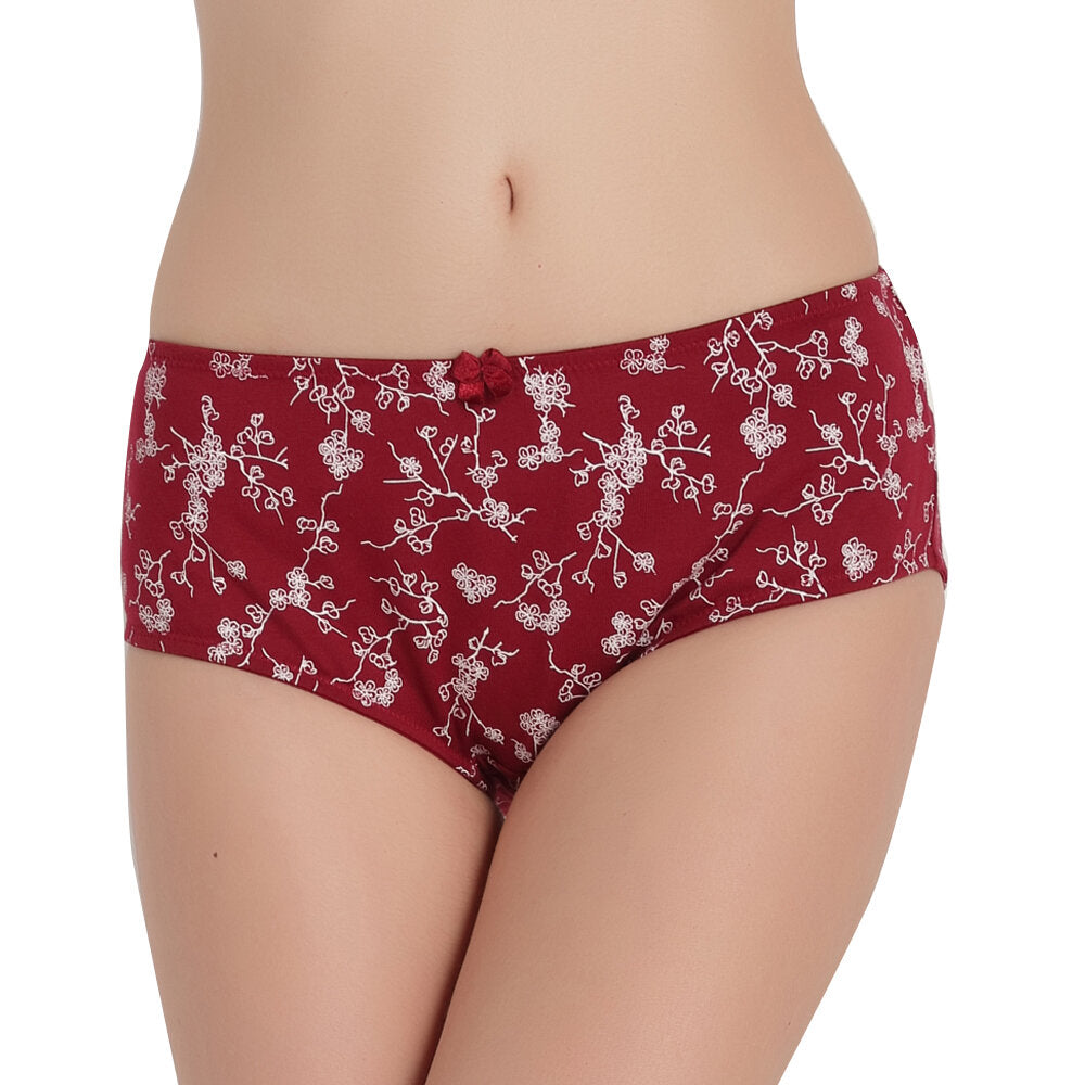 Cotton Floral Printing Mid Waist Full Hip Breathable Panties