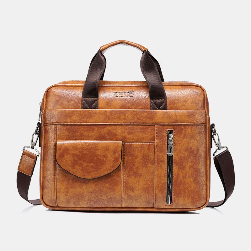 Men's Anti-theft Multi-pocket Crossbody Bag, Retro 13.3" Laptop Messenger & Shoulder Briefcase