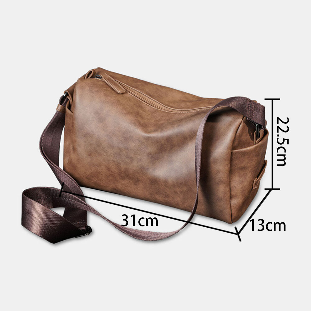Men's Vintage Faux Leather Crossbody Bag - Large Capacity, Multifunction Shoulder Bag