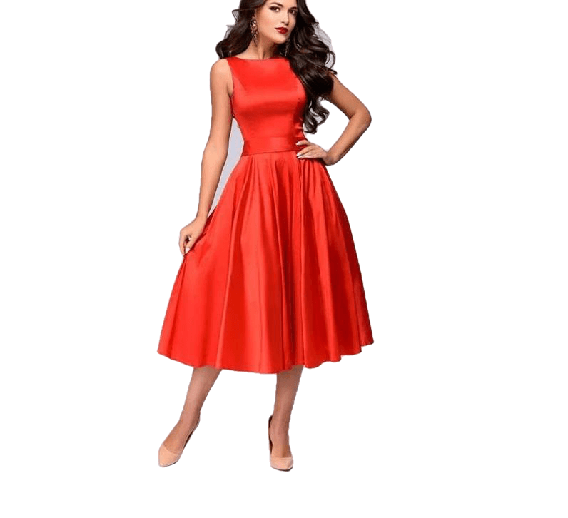 Elegant Style Knee-Length Fashion Sleeveless A-Line With Belt Party Short Dress For Women