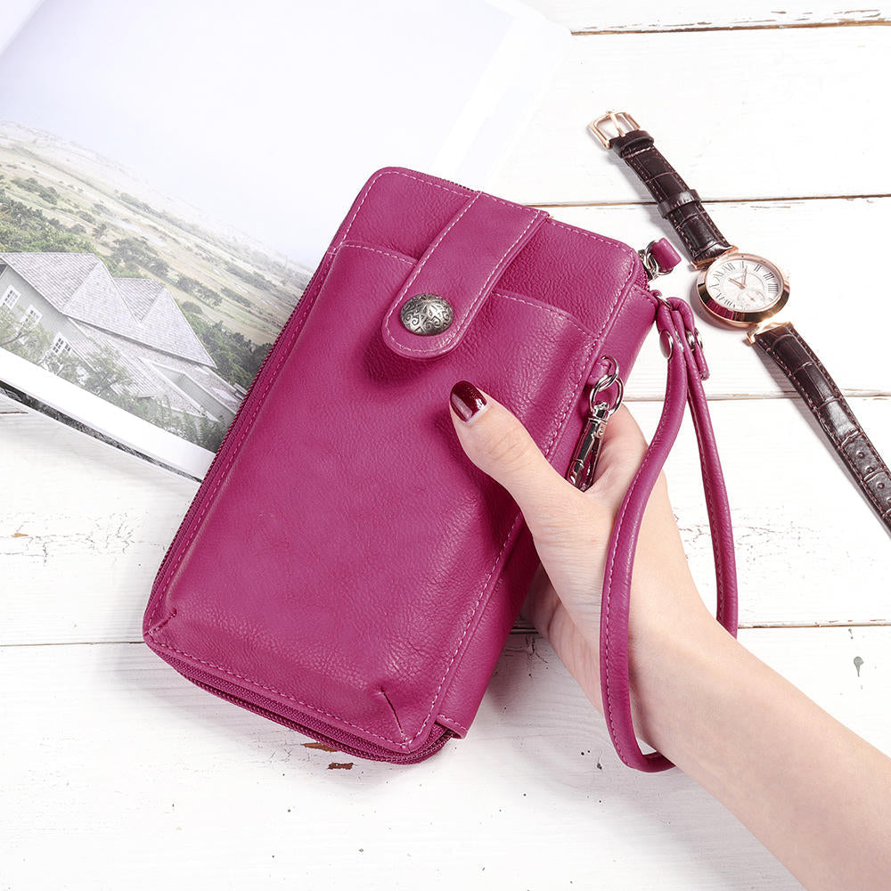 Women RFID Card Bag Solid Crossbody Phone Holder