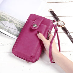 Women RFID Card Bag Solid Crossbody Phone Holder