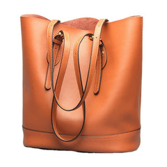 Women Genuine Leather Handbag High End Tote Bag Bucket