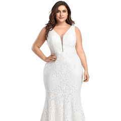 Elegant Mermaid Lace Sleeveless V-Neck Long Party Gowns - Sheseelady