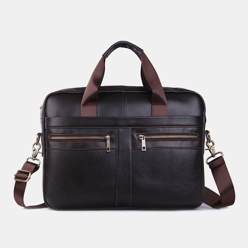 Men's Genuine Leather Multi-Function Travel Handbag & Crossbody Bag