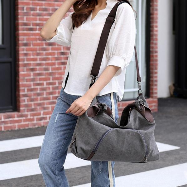 Women Canvas Durable Tote Casual Functional Handbag Shoulder Bag Crossbody