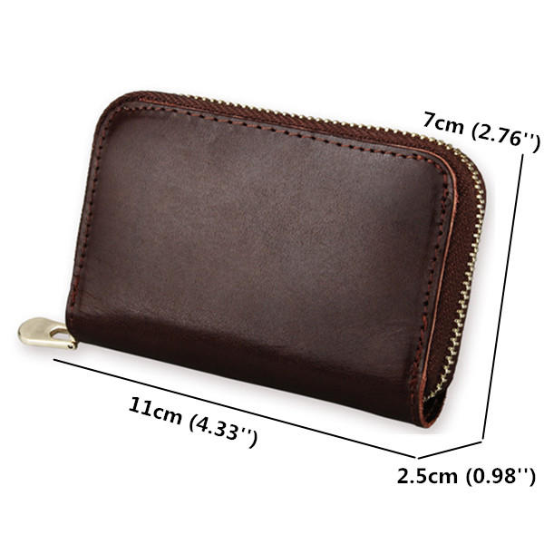 Genuine Leather Card Holder Portable Zipper Short Purse Wallets Coin Bags