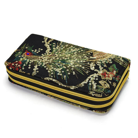 Women Embroidered National Style Wallet 6 Inches Phone Bag Card Holder Clutch