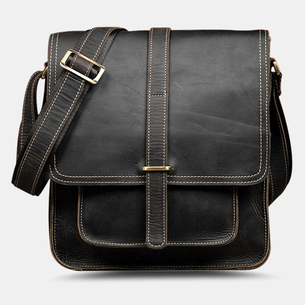 Men's Vintage PU Leather Crossbody Bag - Large Capacity, Multifunctional, Casual Shoulder Bag