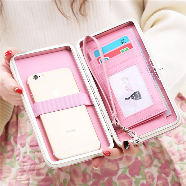 Women Flower 5.5 Inch Phone PU Wallet Case Cover Long Purse For Iphone Huawei Xiaomi