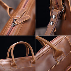 Vintage PU Leather Men's Briefcase: Multi-pocket 14" Laptop Crossbody & Shoulder Bag