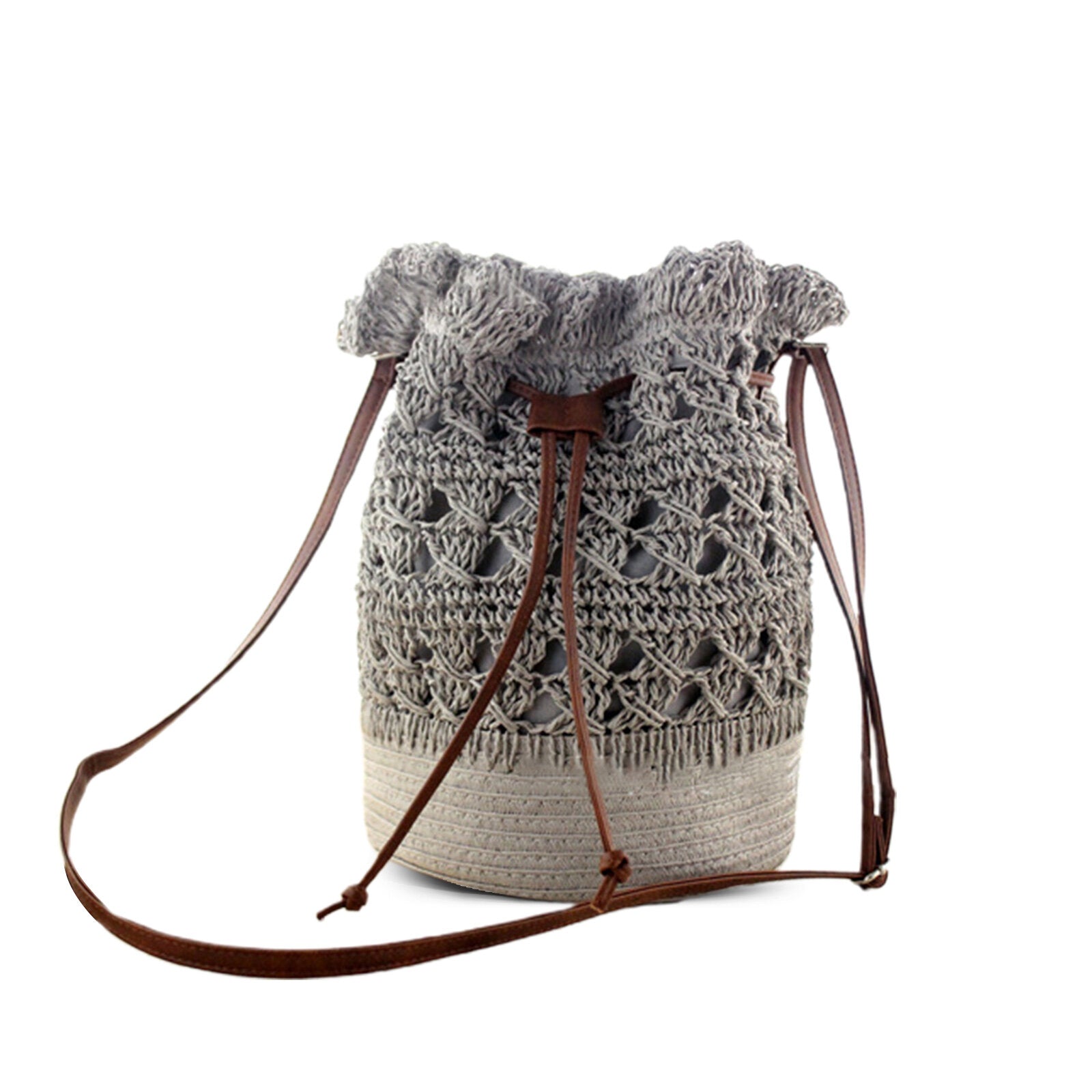 Women Strawn Bohemian Stylish Light Weight Crossbody Bag Beach Bucket