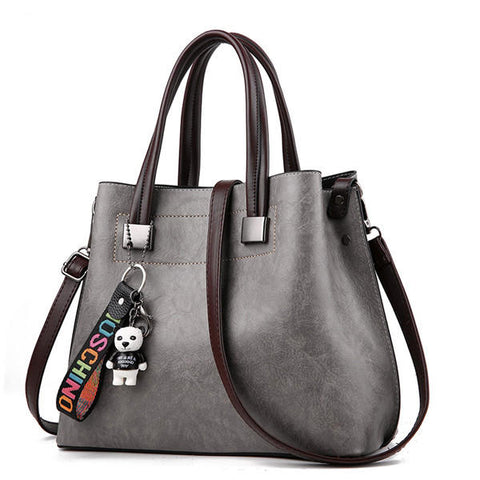Women PU Leather Solid Handbag Vintage Three Layer Large Capacity Crossbody Bag
