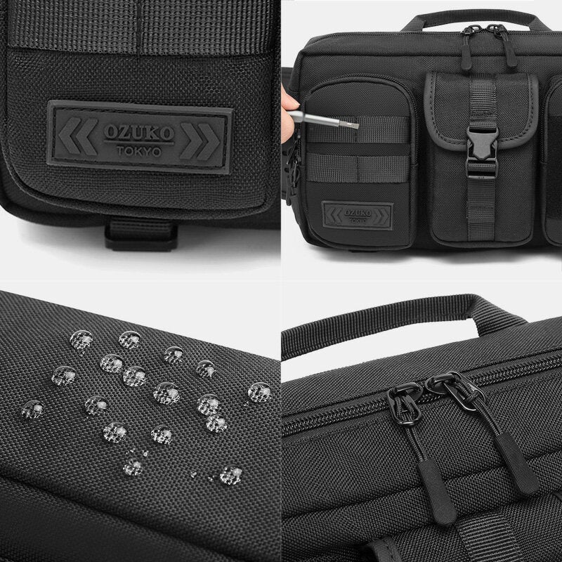 Men's Waterproof Oxford Chest Bag - Multi-Pocket, Breathable, Large Capacity for Travel & Sport
