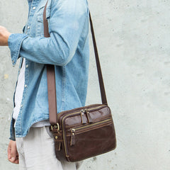 Men's Vintage Leather Business Crossbody Bag - Large Capacity Multifunctional Shoulder Messenger