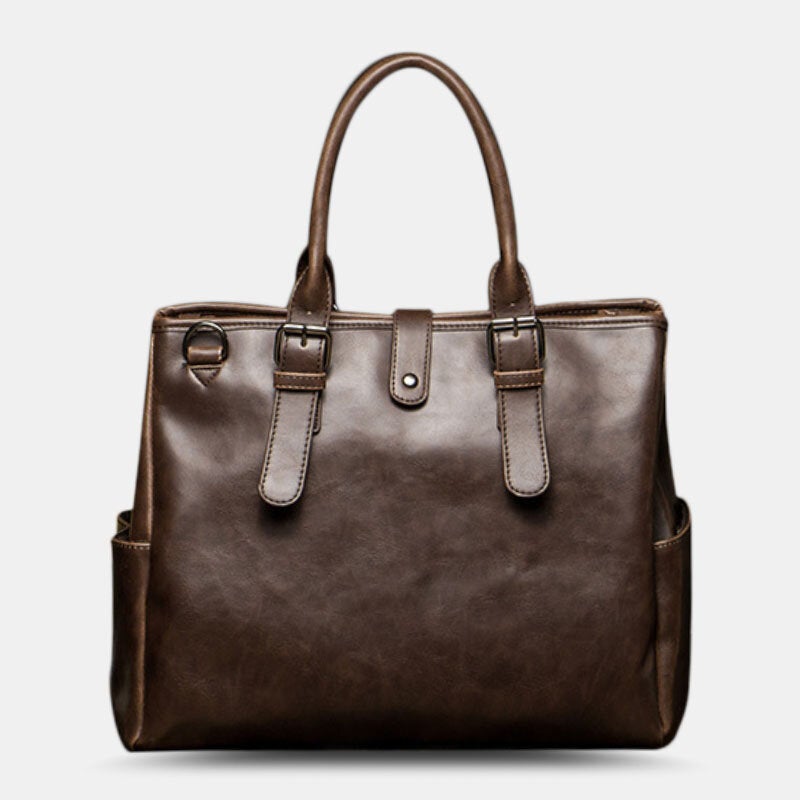 Men's Retro Waterproof 14" Laptop Briefcase & Crossbody Shoulder Bag