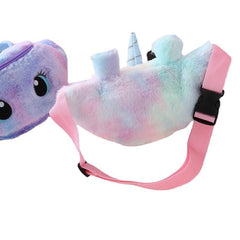 Fashionable Girls' Plush Waist Bag With Cute Unicorn Shape For Phone Coin