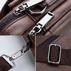 Men's Vintage PU Leather Anti-Theft Business Messenger Crossbody Shoulder Bag