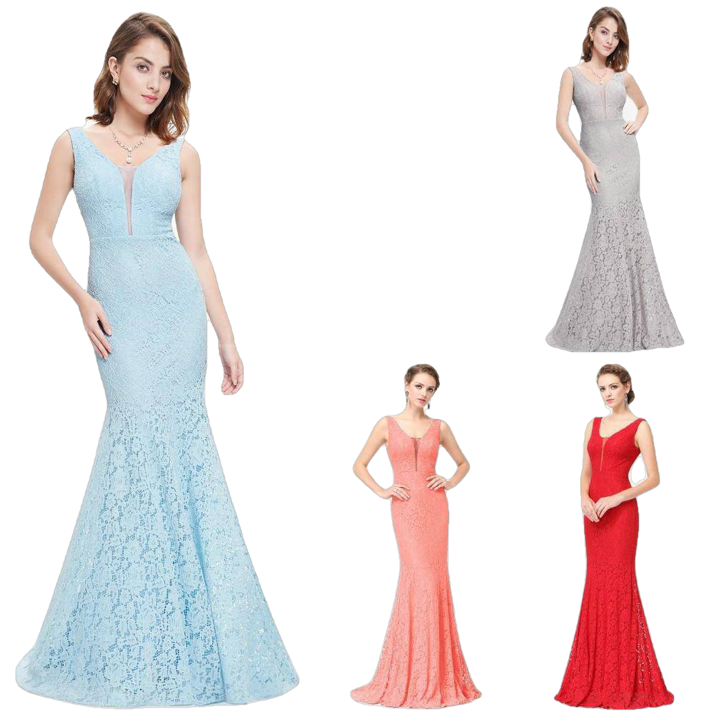 Elegant Lace V-Neck Mermaid Prom Dress for Christmas