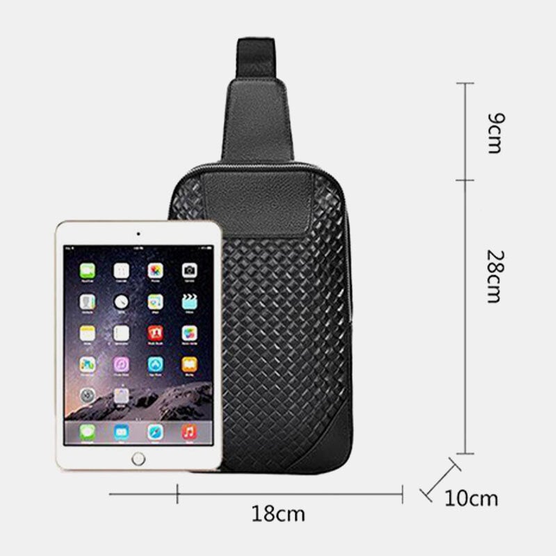 Men's Genuine Leather Embossed Chest Bag - Durable Outdoor Shoulder Bag