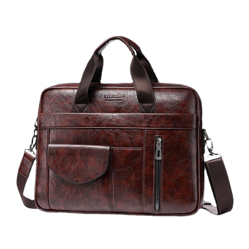 Men's Anti-theft Multi-pocket Crossbody Bag, Retro 13.3" Laptop Messenger & Shoulder Briefcase