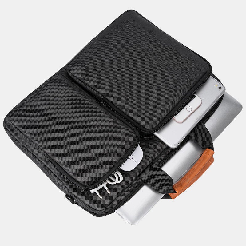 Men's Polyester Fashion Tote with Double Front Pockets - Teacher Crossbody Handbag