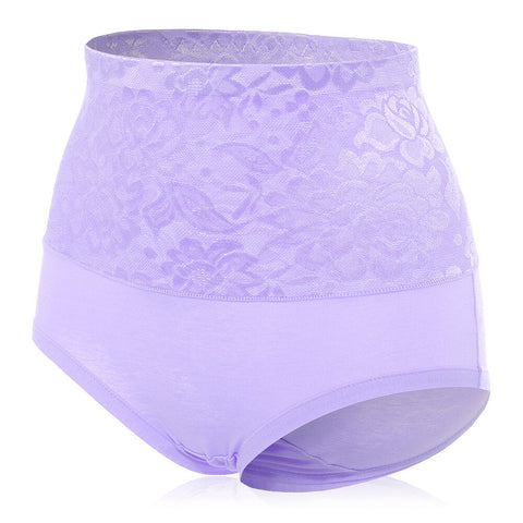 Hip Up Lace Floral High Waist Jacquard Underwear Soft Seamless Briefs