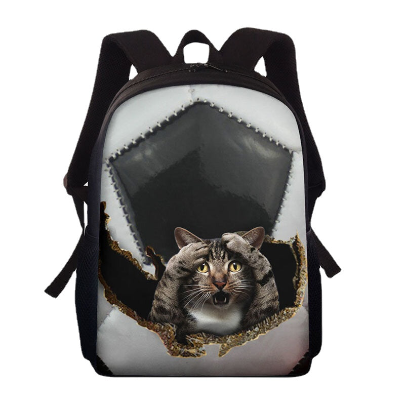 Unisex Dacron Large Capacity Cat Dog in the Baseball Football Pattern Printing Backpack School Bag