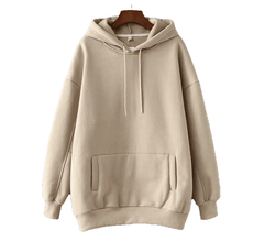 Fleece Hoodie Sweatshirts Winter Oversize Ladies Pullovers Warm Pocket Hooded Jacket For Women