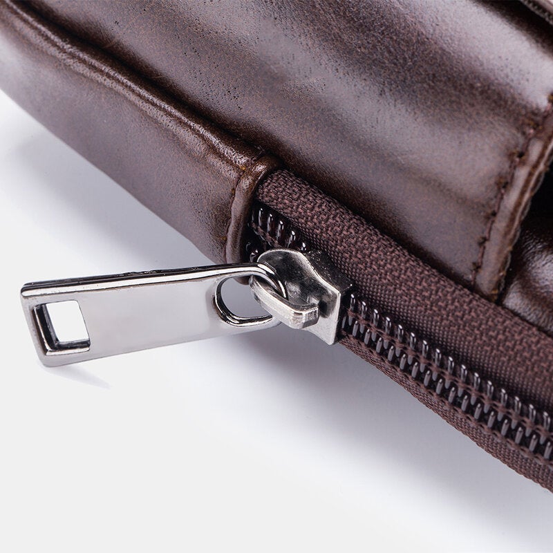 Vintage Genuine Leather 6.4" Phone Waist Bag for Business