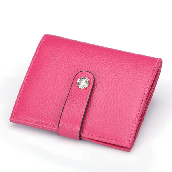 Women Hasp Short Wallets Genuine Leather Purse Card Holder Coin Bags