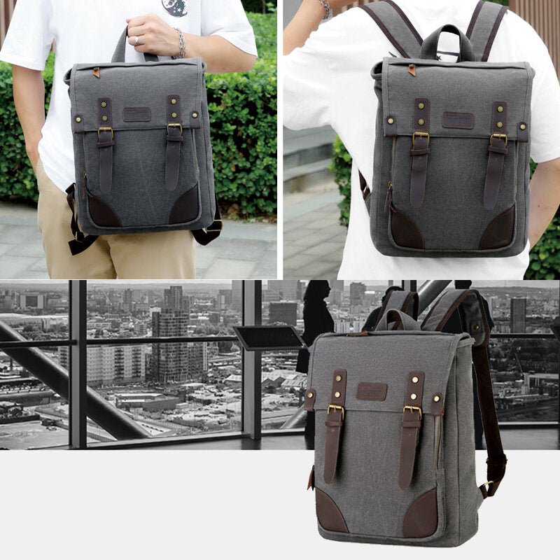 Men's Canvas Outdoor 14" Laptop Backpack - Large Capacity Travel & School Bag