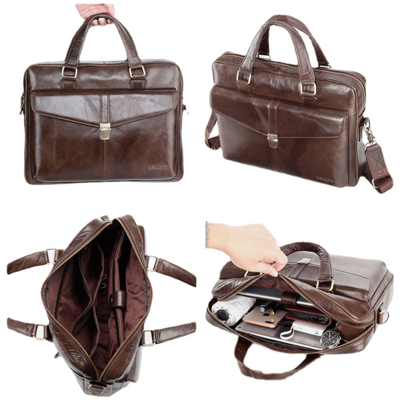 Men's Genuine Leather Multi-Function Retro Large Capacity Shoulder & Crossbody Bag