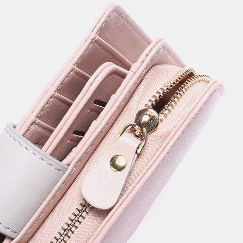 Women Genuine Leather RFID Anti Theft Multi-slots Bifold Wallet Purse Clutches Bag