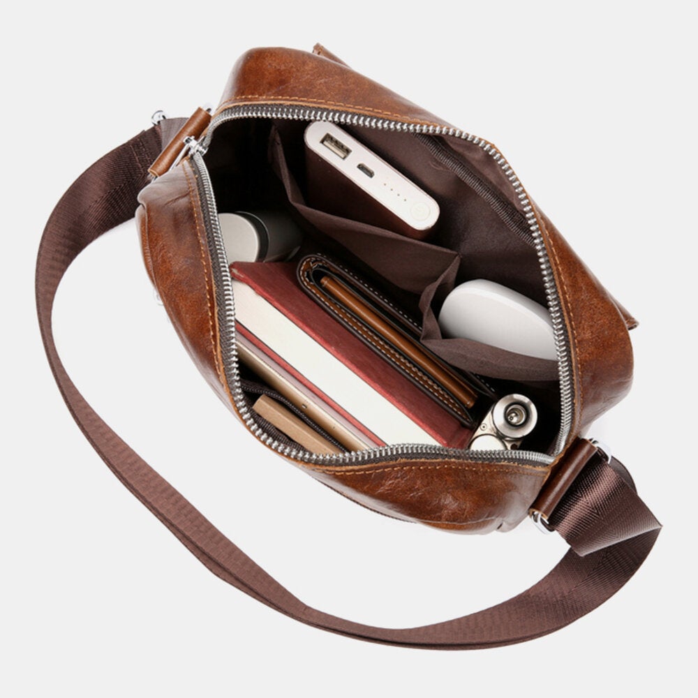 Men's Retro Leather Waterproof Crossbody Bag - Durable & Stylish
