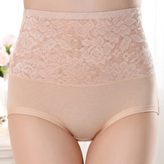 Hip Up Lace Floral High Waist Jacquard Underwear Soft Seamless Briefs